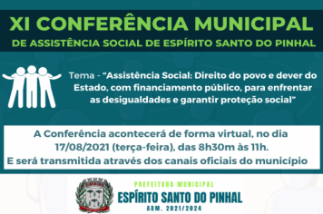 XI CONFERÊNCIA MUNICIPAL DE ASSISTÊNCIA SOCIAL DE ESPÍRITO SANTO DO PINHAL