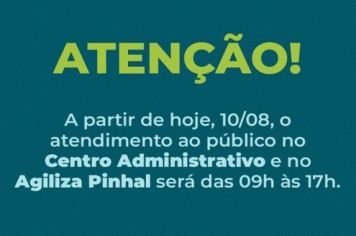 NOVOS HORÁRIOS DE ATENDIMENTOS AO PÚBLICO