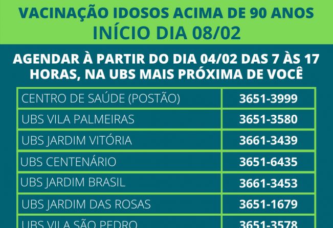 Vacinação Idosos acima de 90 anos
