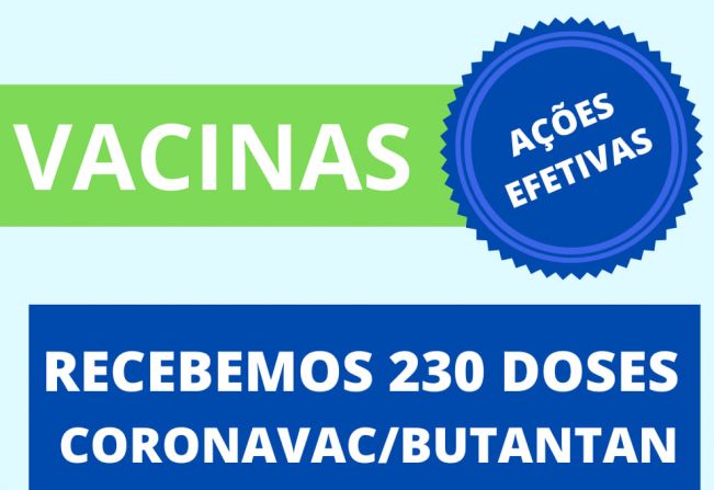 Recebemos 230 doses da Vacina Coronavac/Butantan