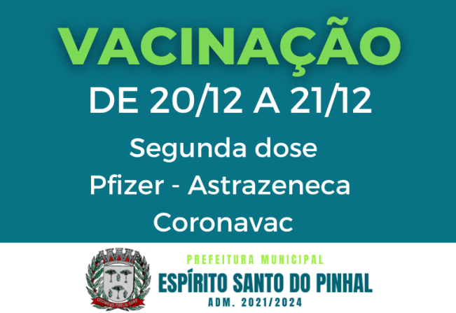 Calendário de vacinação da segunda dose contra a Covid-19