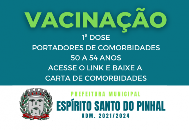 VACINAÇÃO DE PESSOAS COM COMORBIDADES ENTRE 50 E 54 ANOS