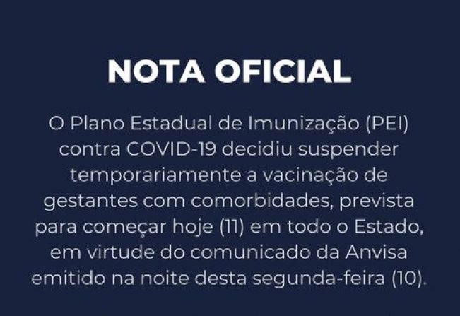 NOTA OFICIAL GOVERNO DO ESTADO DE SÃO PAULO