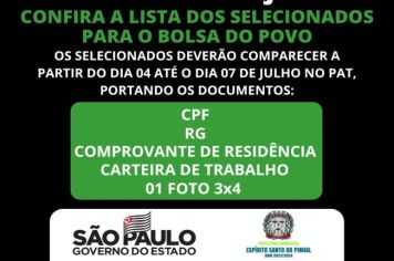 CONVOCAÇÃO BOLSA DO POVO PINHAL