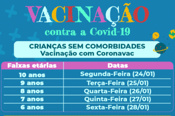 Vacinação de crianças de 6 a 10 anos sem comorbidades