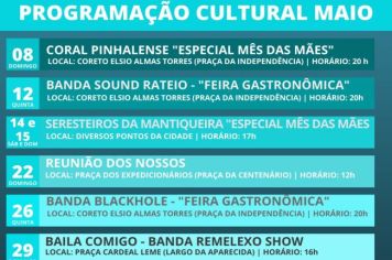 CONFIRA A PROGRAMAÇÃO CULTURAL DO MÊS DE MAIO