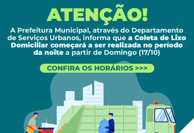 A Prefeitura Municipal, através do Departamento de Serviços Urbanos informa: