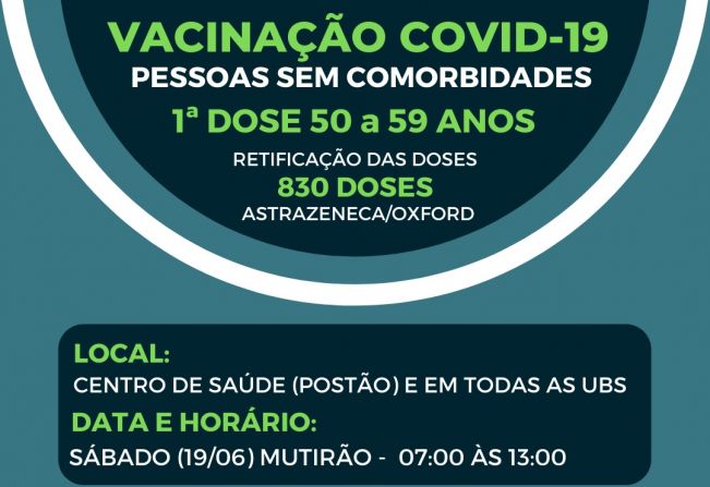 Retificação da idade de 43 a 59 anos, para 50 a 59 anos.