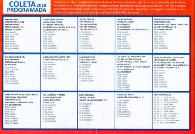 Coleta Programada 2019
