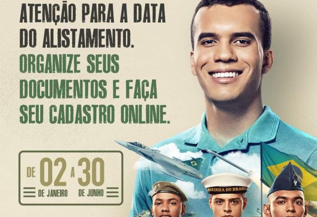 Até o dia de 30 de junho de 2022 estão abertas as inscrições para o alistamento militar.