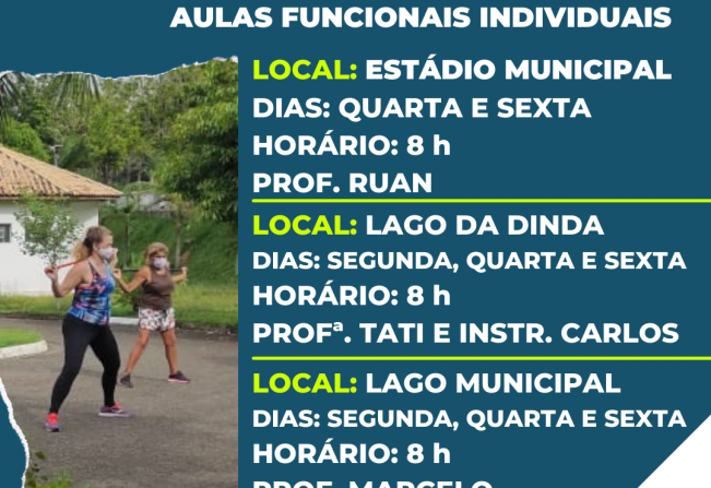 A Administração Municipal, através do Departamento de Esporte, está realizando atividades físicas individuais com os professores do Departamento de Esporte.
