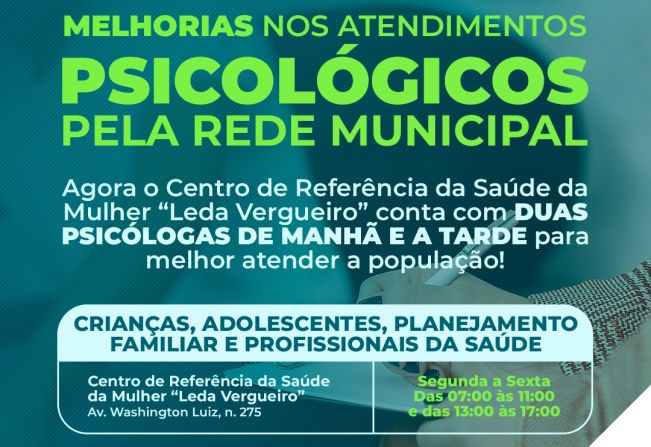 Atendimento psicológico no Centro de Referência da Saúde da Mulher