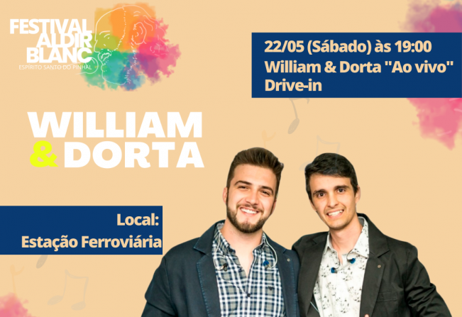 Sábado dia 22/05 à partir das 19 horas, em frente a Estação Ferroviária, acontecerá o Drive-in com o show de Wiiliam e Dorta.