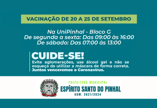 Calendário de vacinação da segunda dose contra a Covid-19.